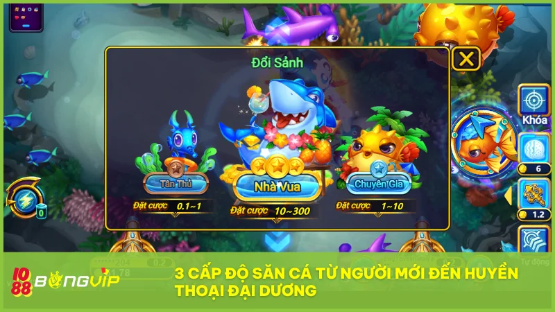 Vua Cá Mập: Chinh phục đại dương, săn boss bất diệt tại Bongvip 3 Từng cấp độ chơi được thiết kế phù hợp từ tân thủ đến cao thủ, mang đến cảm giác tiến bộ rõ rệt.