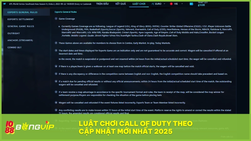 Cá cược Call Of Duty tại BONGVIP - Tựa game đình đám trong làng Esport 3 Bản cập nhật 2025 mang đến luật cá cược Call Of Duty mới mẻ
