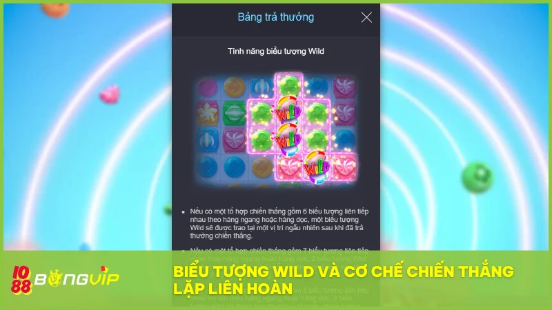 Candy Bonanza BongVip: Khám phá vị ngọt của chiến thắng bùng nổ 4 Biểu tượng Wild trong Candy Bonanza kích hoạt chuỗi chiến thắng liên tiếp bằng cách xuất hiện ngẫu nhiên sau mỗi cụm thắng lớn