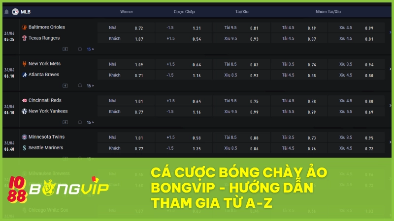 Cá cược bóng chày ảo BONGVIP - Hướng dẫn tham gia từ A-Z 1 Cá cược bóng chày ảo BONGVIP – Hướng dẫn tham gia từ A-Z