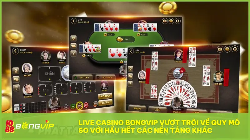 Live Casino BONGVIP - Sảnh chơi VIP, thưởng cực khủng! 4 Live Casino BONGVIP vượt trội về quy mô so với hầu hết các nền tảng khác