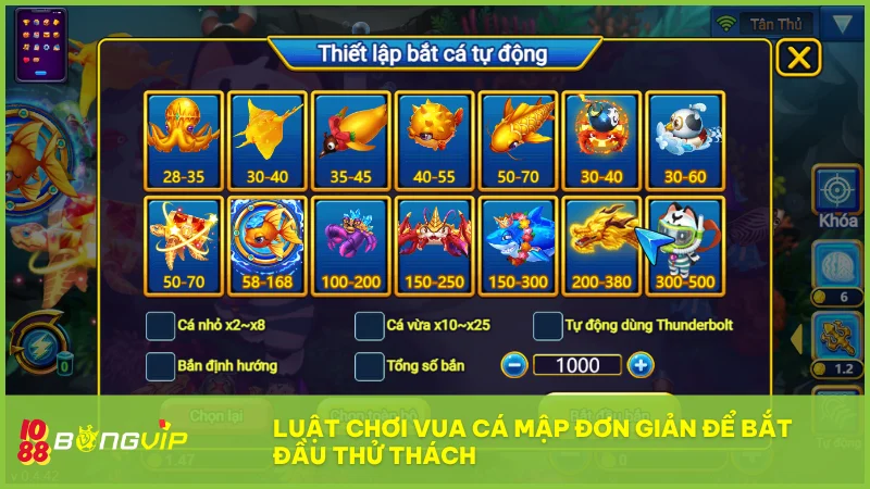 Vua Cá Mập: Chinh phục đại dương, săn boss bất diệt tại Bongvip 4 Chỉ cần khai hỏa đúng lúc và lựa chọn mục tiêu thông minh để bắt đầu thu lợi từ mỗi phát bắn.