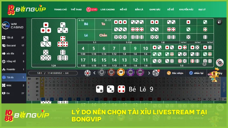 Tài Xỉu Livestream BongVip: Trải nghiệm xúc xắc hiện đại & minh bạch từng giây 5 Người chơi lựa chọn tài xỉu livestream tại BongVip bởi tính minh bạch và ưu đãi thưởng cược siêu hấp dẫn.
