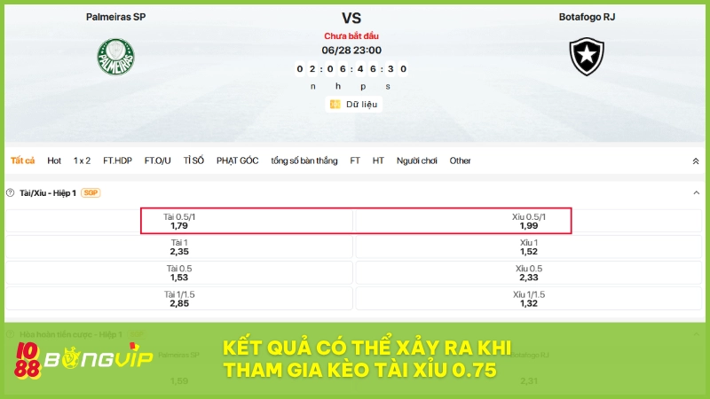 Kèo tài xỉu 0.75 (3/4 trái) - Dự đoán hấp dẫn tại BONGVIP 3 Nắm kèo 0.75 giúp cược thủ BONGVIP chọn đúng, thắng nhanh